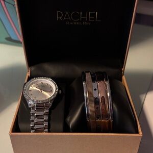 RACHEL Rachel Roy Silver and Black Watch Set